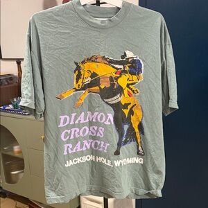Diamond Cross Ranch Cowboy Graphic Tee - Gray
